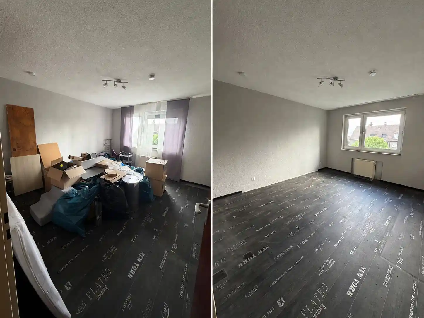 Haushaltsauflösung in Bochum – Wohnung vorher und nachher: kompletter Hausrat aufgelöst, Räume besenrein an den Vermieter übergeben durch Movehaus